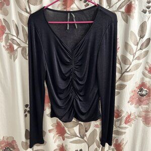 Anthropologie Shirred Long Sleeve Top